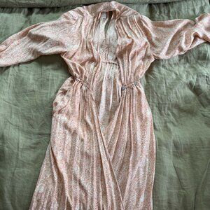 Nat Natalie Martin Nico Long Sleeve Silk Wrap Dress Pink Floral Print Sz S
